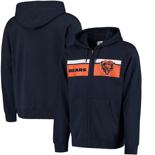 Men's Chicago Bears Navy NFL Majestic Touchback Full-Zip NFL Hoodie